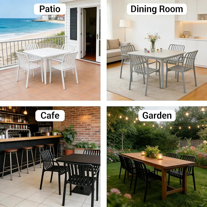 JPBSTO Patio Dining Chairs Set of 4, All-Weather Outdoor and Indoor Stackable - Image 3