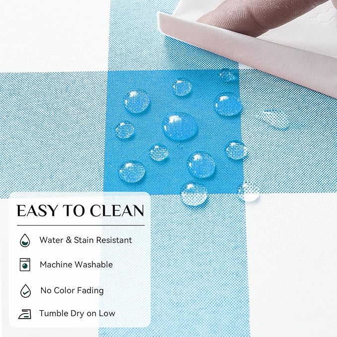 Softalker Gingham Checkered Tablecloth Rectangle - Outdoor Waterproof Buffalo Plaid Table Cloth, Stain Resistant Washable Table Cover for Picnic, Camping, Dining - Blue and White, 54 x 78 Inch