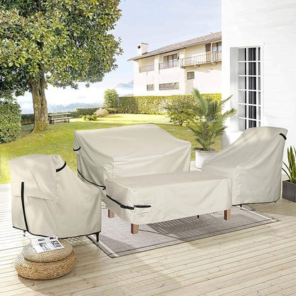 Porch Shield Patio Coffee Table Cover - Waterproof Outdoor Furniture Rectangular Small Table Covers 42 x 24 inch, Beige