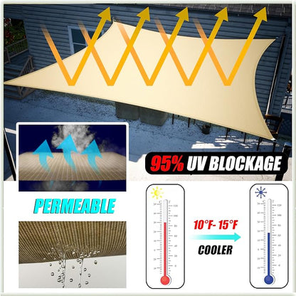 Amgo Custom Size 26' x 26' x 26' Brown Triangle Sun Shade Sail UPF50+ AGTAPT12 - Image 2