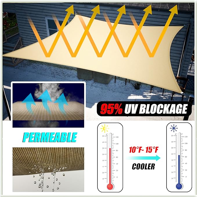 Amgo Custom Size 6' x 9' x 10.8' Red Right Triangle Sun Shade Sail UPF50+ - Image 2