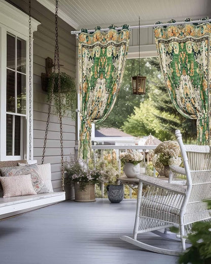 Ombre Green Boho Outdoor Curtains - Image 4