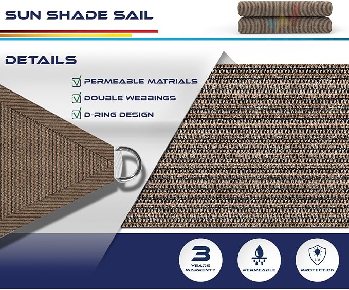 Windscreen4less 26' x 26' x 26' Sun Shade Sail Triangle Outdoor Canopy Cover UV - Image 3