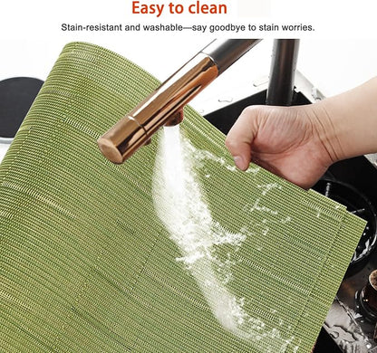 Placemats Set of 6,Washable,Heat and Stain Resistant Indoor/Outdoor Place mats,Vinyl Woven Non Slip Table Mats for Restaurant Table Protection,PVC Placemats(Green,6PCS)