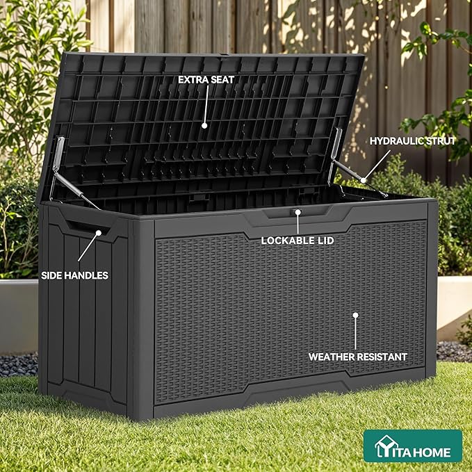 YITAHOME 80 Gallon Outdoor Storage Box | Large Water Resistant Resin Deck Box - Image 3