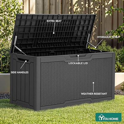 YITAHOME 80 Gallon Outdoor Storage Box | Large Water Resistant Resin Deck Box - Image 3