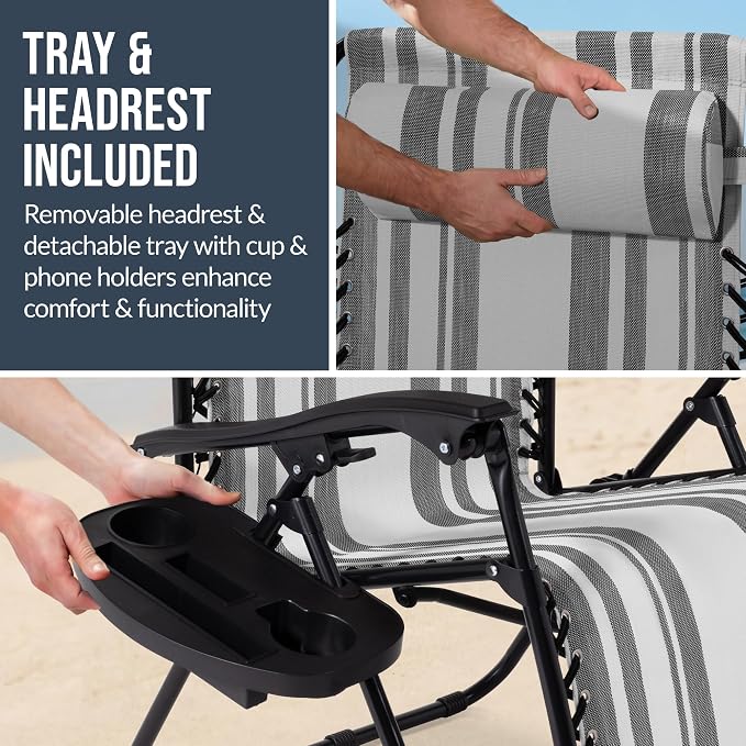 Best Choice Products Set of 2 Extra Wide Adjustable Steel Mesh Zero Gravity - Image 8