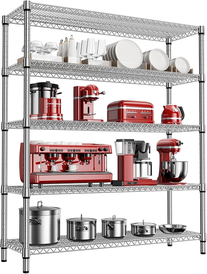 M MZG 3500LBS 59" W 5 Tier Storage Shelves Rack Metal Wire Shelving Unit by MEIGAOPLASTICANDMETALHKCOLIMITED