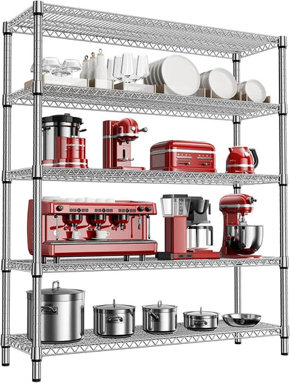 M MZG 3500LBS 59" W 5 Tier Storage Shelves Rack Metal Wire Shelving Unit by MEIGAOPLASTICANDMETALHKCOLIMITED