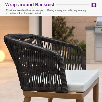 PURPLE LEAF Patio Dining Set 9 Pieces Furniture Set Aluminum Rattan Wicker Patio Table and Chairs Set for Lawn Backyard Teak