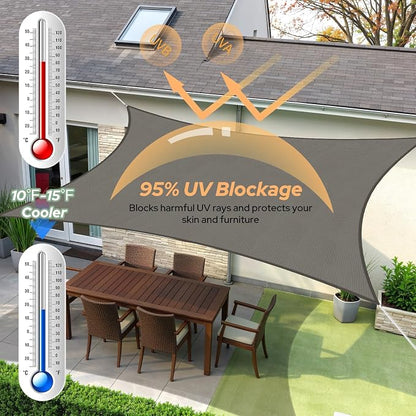 TasticTotes Rectangle Sun Shade Sail, 95% UV Blockage, Yard & Deck. Reinforced - Image 2