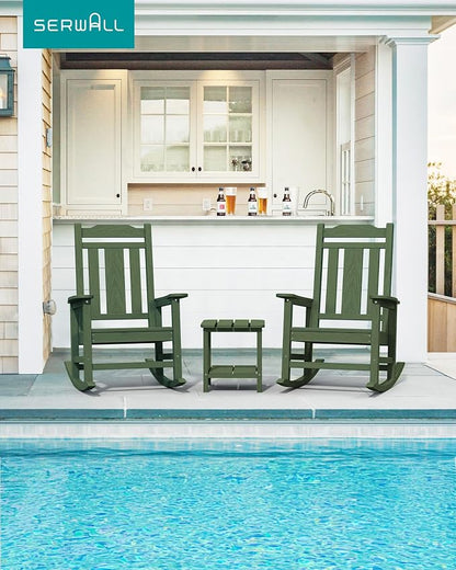 SERWALL Oversized Outdoor Rocking Chairs Set of 4, Patio Rocker, Avocado | - Image 2