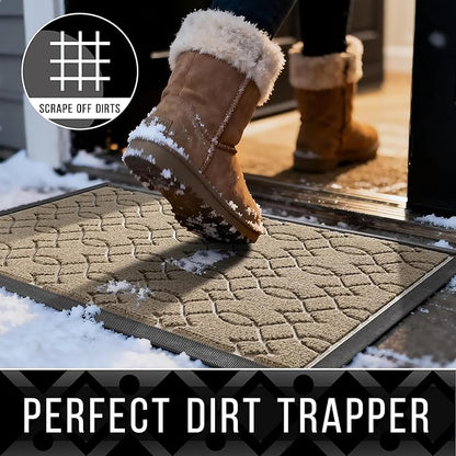Yimobra Large Door Mat 47x24, All-Season Waterproof Doormat Outdoor Entrance, Heavy Duty Non-Slip Outside Door Mat for Garage Patio Proch Entryway Indoor, Easy Clean, Light Beige