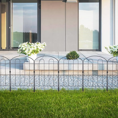 20 Pack Decorative Garden Fence Outdoor - 24in H x 22ft L Rust-Proof Coated Wrought-Iron Panels, Foldable Landscape Border for Patio Flower Beds, Animal Barrier & Yard Decor