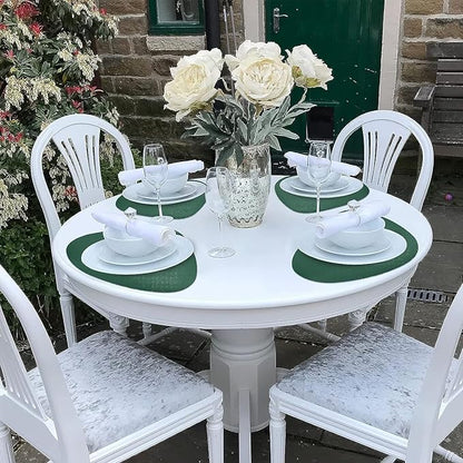 Herda Green Placemats Set of 4 Faux Leather Placemat Wipeable Washable Placemats for Round Table,Table Mat for Kitchen Dining Patio Outdoor Indoor Place Mat 4 Pack for Christmas Holiday Placemats