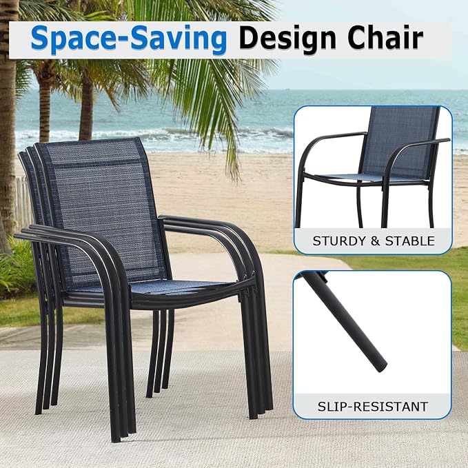 Outdoor Dining Chairs Set of 2, Stackable Patio Chairs - Image 3