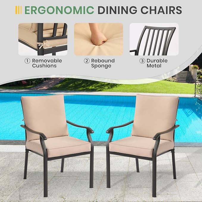 LVUYOYO Outdoor Patio Dining Chairs Set of 4, Metal Stackable Chairs Set - Image 5
