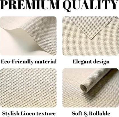 Placemats Set of 4 Vinyl/Plastic Woven Place Mats for Kitchen Table Indoor/Outdoor Washable Placemat Wipeable Dining Table Mats (Beige,4)