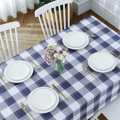 Romanstile Rectangle Vinyl Tablecloth, 100% Waterproof Oil-Proof Checkered Plastic Table Cloth, Heavy Duty Wipeable Table Covers for Dining, Camping, Picnic, Outdoor - 54 x 108 Inch, Blue Checkered