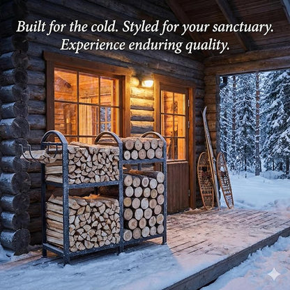 Firewood Rack Indoor With Hooks, 31inch Firewood Rack, log holders for firewood outdoor, Fireplace Wood holder Indoor, Adjustable Small Fire Wood Storage