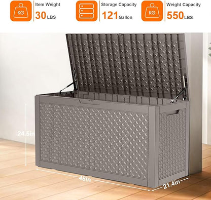 120 Gallon Waterproof Outdoor Resin Deck Box, Lockable Storage Container - Image 5