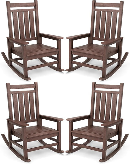 SERWALL Outdoor Rocking Chair Set of 4, HDPE Rocker by SERWALL