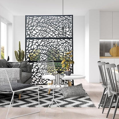 Domi Outdoor Living Privacy Screen, Freestanding, Modern, Black, Plastic Mesh, Galvanized Steel Frame