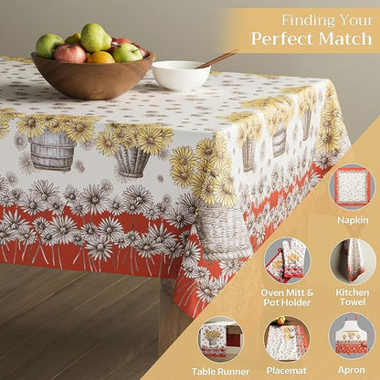 Maison d' Hermine Table Cloth Square Table 100% Cotton 60 x 60 Inches Fall Tablecloth Reusable Everyday Use for Thanksgiving Christmas Decorations Dining Farmhouse Party (Bagatelle)