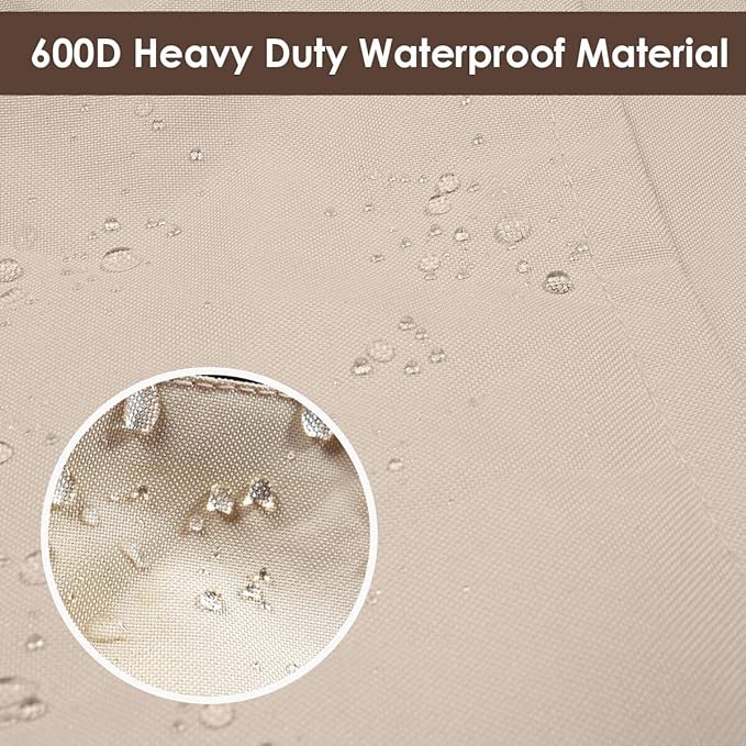 Vailge Round Patio Furniture Covers, 100% Waterproof Outdoor Table Chair Set Covers, Anti-Fading Cover for Outdoor Furniture Set, UV Resistant (Beige&brown, 72"DIAx28"H)
