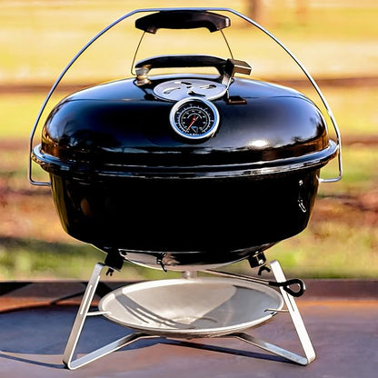 SnS Grills Slow ‘N Sear Travel Kettle, 2-Zone Cook Charcoal Basket and Easy Spin 18” Grate - Portable Charcoal Grill for BBQ Cooking - Travel Kettle 18”