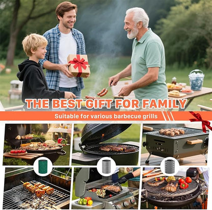 Hillyfe Grill Brush for Outdoor，Cordless Rechargeable Grill Brush with 3 Brush Heads, Grill Electric Cleaning Brushes Without Bristles, LED Light, Grill Scraper, Grilling Gifts for Men,Orange