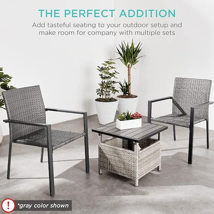 Best Choice Products Set of 2 Stackable Outdoor Wicker Dining Chairs - Image 7