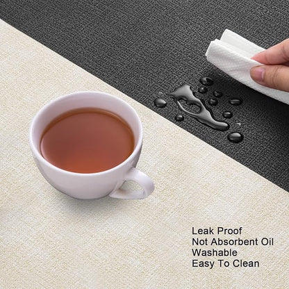 Myir JUN Placemats Set of 8, Dual Sided Faux Leather Placemats Place Mats Set of 8 Indoor for Dining Table Non-Slip Washable Heat Resistant Outdoor Table Mats (Set of 8, Black Cream)