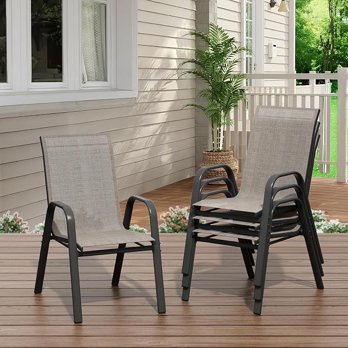 Garvee Patio Chairs Set of 4, Stackable Chairs - Image 7