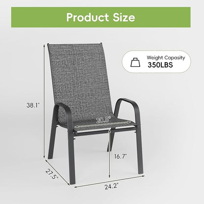 Patio Chairs Set of 4, Stackable Outdoor Dining Chairs - Image 3