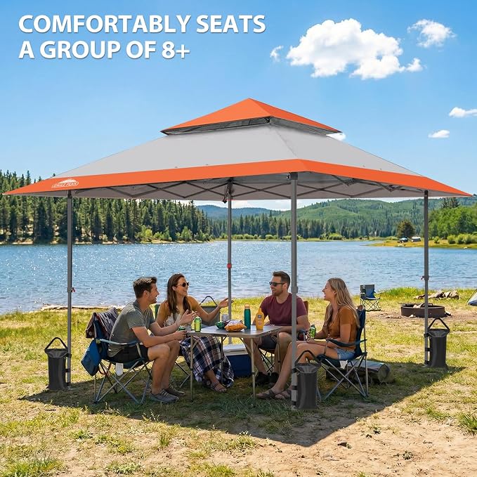 EAGLE PEAK 13x13 Pop Up Canopy Tent, Auto Extended Eaves, Heavy Duty Outdoor - Image 5