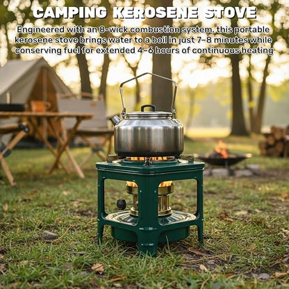 Picnic Burner Furnace, Kerosene Stove, 8-Wick Portable Camping Stove, Outdoor Diesell Cooking Stove, Compact Outdoor Cookware for Backpacking Hiking Adventure Camping