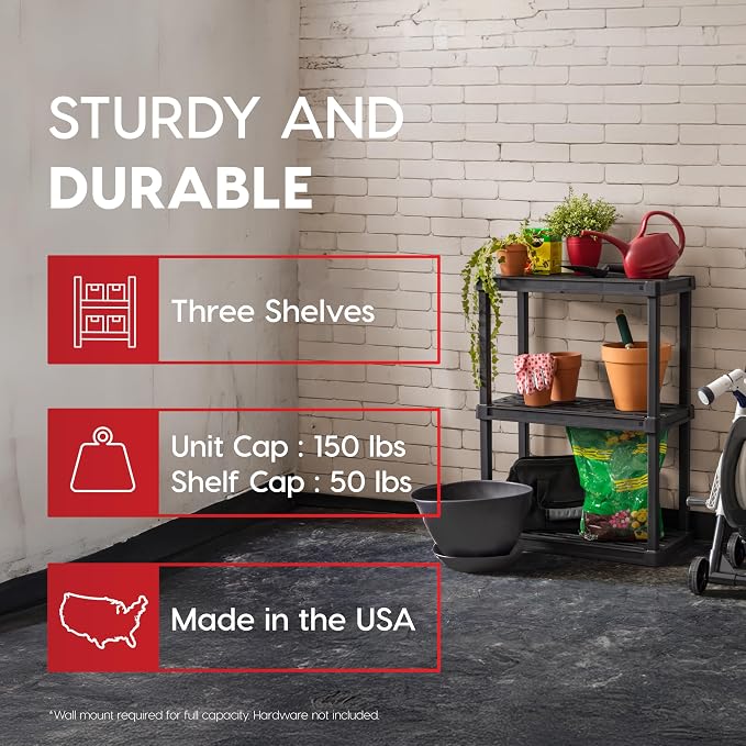 IRIS USA Plastic Storage Shelves |Made in USA| 33"H x 24"W x 12"D - Image 3