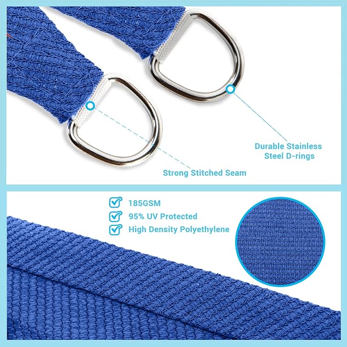 ASTEROUTDOOR Sun Shade Sail Triangle 16' x 16' x 22.64' UV Block Canopy - Image 3