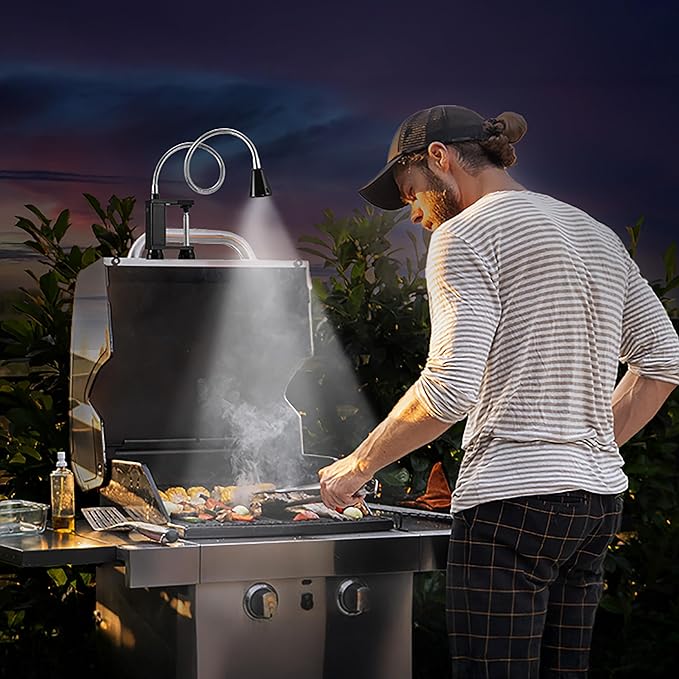 BBQ Grill Lights Magnetic Base Super-Bright LED Lights-360 Degree Flexible Gooseneck, Weather Resistant, Task Lighting Barbecue Grilling Gifts for Men Dad Husband (Black, 2 Pack)