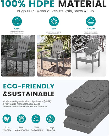 SERWALL HDPE Stackable Adirondack Chairs Set of 2, Space-Saving - Image 5