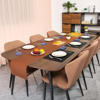 Myir JUN Table Runner Double Sided Vinyl Runner Table 55 Inch Long Runner for Table Washable Waterproof Non-Slip for Home Decorations Black Brown,12 x 55 inch