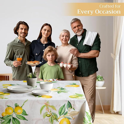 Maison d' Hermine Table Cloth Rectangle Table 100% Cotton 70 x 108 Inches Tablecloth Reusable Decorative for Dining Room, Farmhouse, Home, Party, Festive & Wedding Spring Summer - Limoncello
