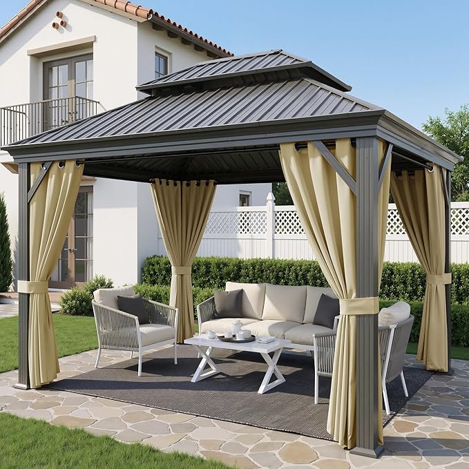 Outdoor Curtains W52 x L95 Inch Cream Beige, 1 Panel | Waterproof Light - Image 2