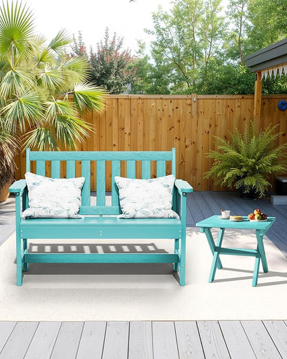 SERWALL Adirondack Side Table, No Assembly Outdoor End Table, HDPE Small Folding Table for Backyard Pool Porch, Aruba