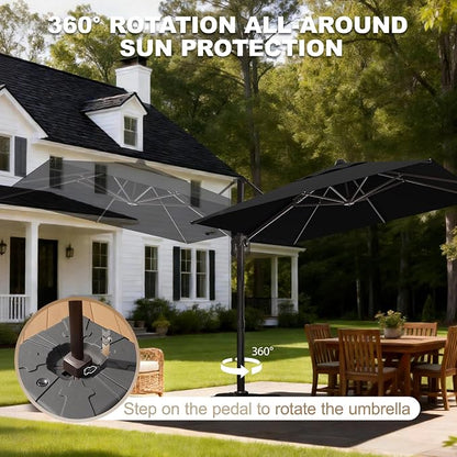 10' X 10' Patio Umbrella Cantilever Outdoor Rectangle Umbrella, Heavy Duty - Image 3