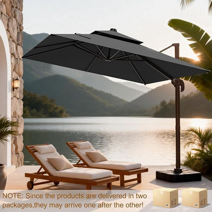 10x10Ft Patio Umbrella Outdoor Cantilever Rectangle Umbrella - Image 6