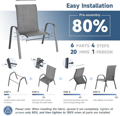 Amopatio Patio Chairs Set of 6, Outdoor Stackable Dining Chairs - Image 6