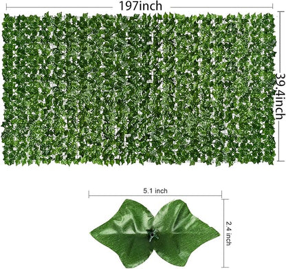 DearHouse Artificial Ivy Privacy Fence - 197x39.4in Artificial Hedges Fence and Faux Ivy Vine Leaf Decoration for Outdoor Indoor Garden Decor