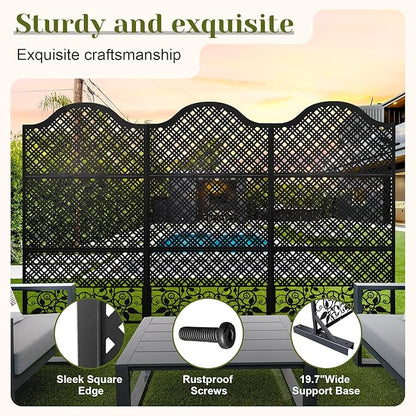 Outdoor Freestanding Decorative Privacy Screen 72" H×47" W Metal Room Divider Garden Fence Panels for Balcony, Backyard, Patio, Deck, Entrance